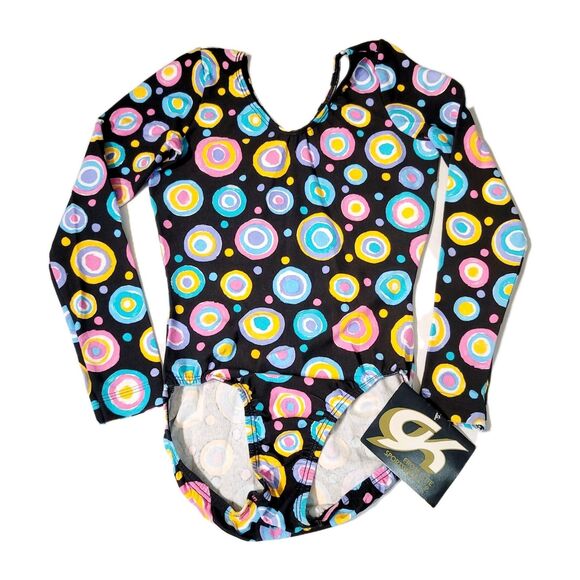 GK Elite VTG Retro 60s Concentric Circles LS Cotton Leotard Bodysuit AS Adult S - Picture 3 of 15